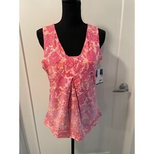 NordicTrack athletic racer back LARGE new build in bra floral yoga pink orange